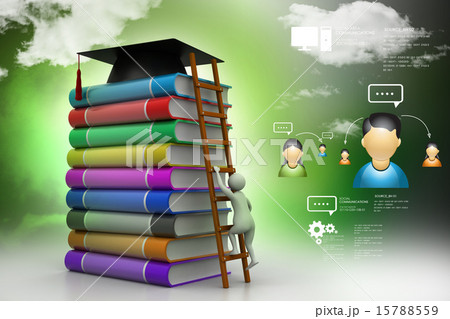 Graduation mortar on top of books Graduation mortar on top of books 15788559