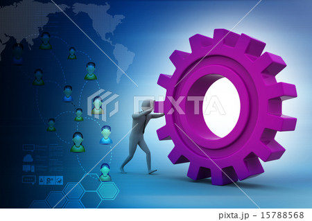 3d man pushing the gear 15788568