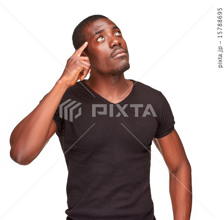 Young  black african man thinking and reminiscing about something 15788695