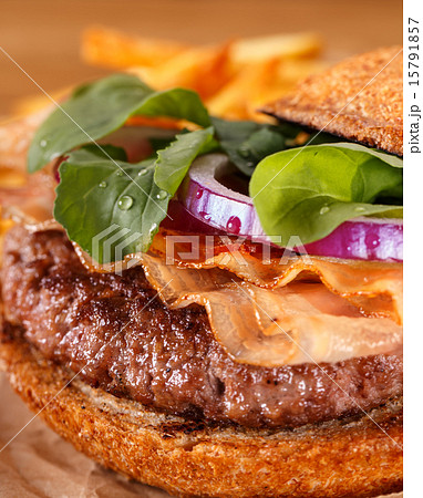 Burger and french fries close up 15791857