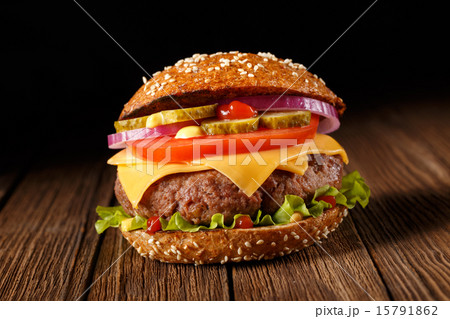 Burger with cheese close up. 15791862