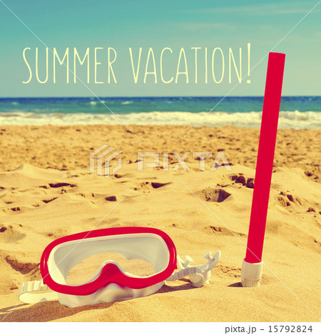 diving mask on the beach and text summer vacation diving mask on the beach and text summer vacation 15792824