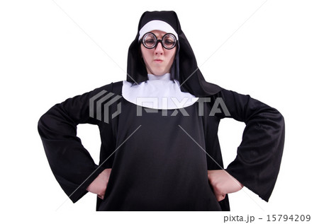 Funny nun isolated on the white background 15794209