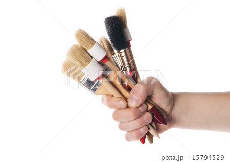 Whitewashing brush in a man's hand Whitewashing brush in a man's hand 15794529