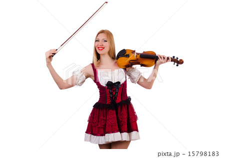 Girl playing violin on white 15798183