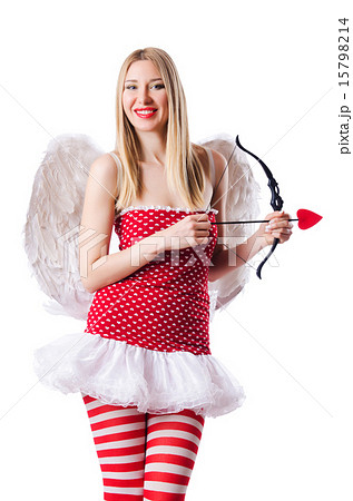 Woman with bow in valentine concept 15798214