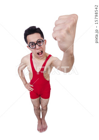 Funny wrestler isolated on white 15798542