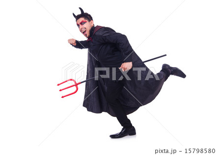 Man in devil costume in halloween concept 15798580