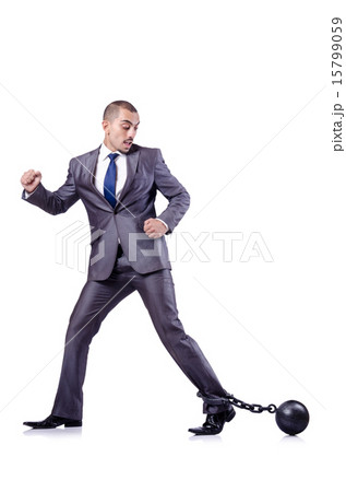 Businessman with shackles on white 15799059