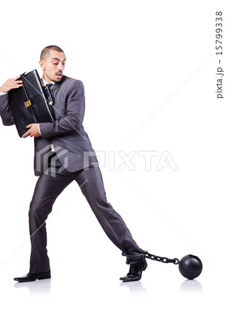 Businessman with shackles on white 15799338