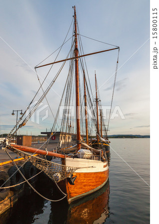 Old time ship or boat at harbour. Norway 15800115
