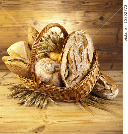 Traditional bread in wicker basket 15802772