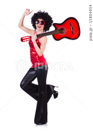Young singer with afro cut and guitar Young singer with afro cut and guitar 15804954