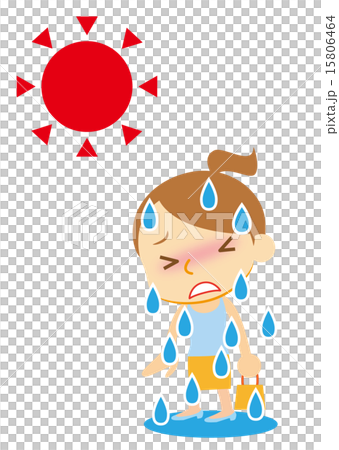 大汗　ポニーテールの女性 15806464