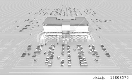 大駐車場完備のショッピングセンターのイラスト素材