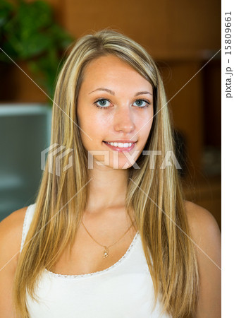 Portrait of smiling girl at home 15809661