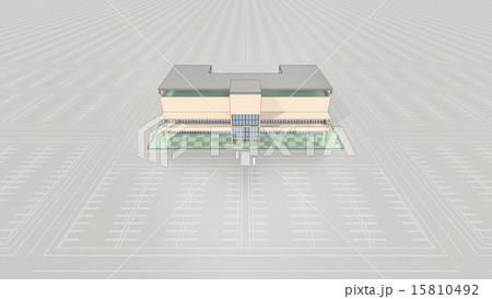 駐車場に車が無いショッピングセンター 15810492