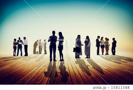 Back Lit Business People Discussion Skyline Concept Back Lit Business People Discussion Skyline Concept 15811588
