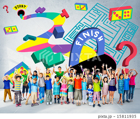 Kids Maze Puzzle Game Fun Solution Concept Kids Maze Puzzle Game Fun Solution Concept 15811935