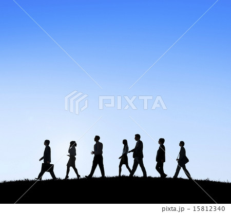 Business People Commuter Walking Outdoors Hill Travel Concept 15812340