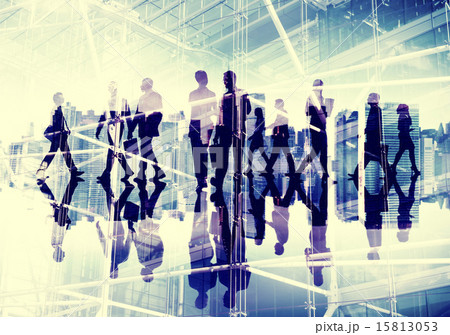 Silhouette Business People Commuter Walking Rush Hour Concept 15813053