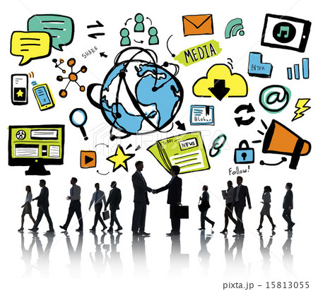 Business People Media Global Communication Partnership Concept 15813055