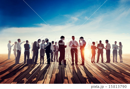 Back Lit Business People Discussion Skyline Concept Back Lit Business People Discussion Skyline Concept 15813790
