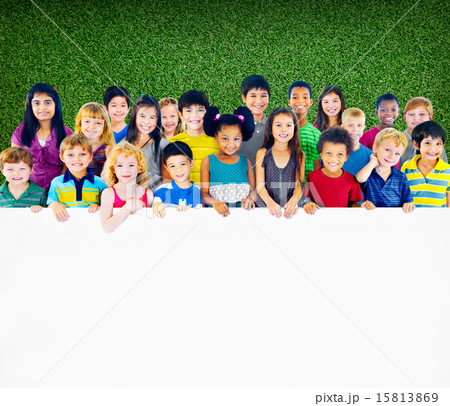 Multi-Ethnic Group of Children Holding Empty Billboard 15813869