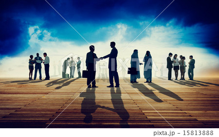 Back Lit Business People Discussion Skyline Concept Back Lit Business People Discussion Skyline Concept 15813888