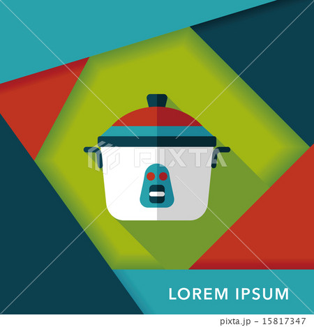 kitchenware rice cooker flat icon with long shadow,eps10 15817347