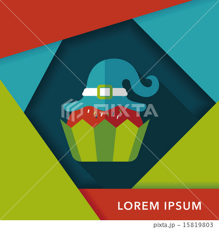 Halloween cupcake with witch's hat flat icon with long shadow,ep 15819803