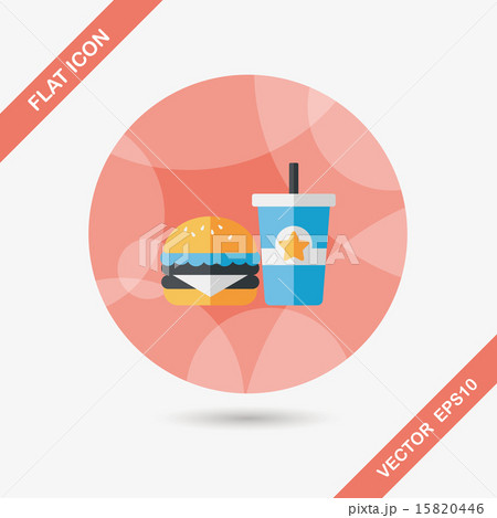 hamburger and soda flat icon with long shadow,eps10 hamburger and soda flat icon with long shadow,eps10 15820446