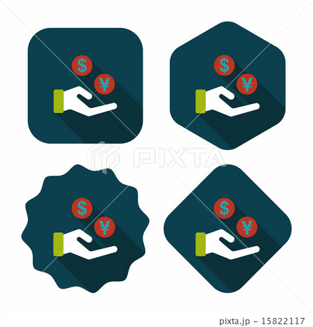 Currency Exchange flat icon with long shadow,eps10 15822117