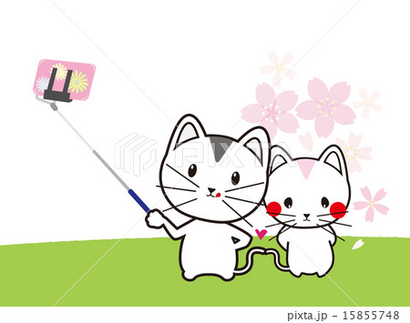 自撮り棒(ネコ&桜) 自撮り棒(ネコ&桜) 15855748