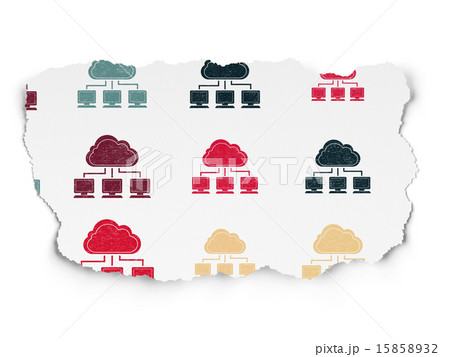 Cloud networking concept: Cloud Network icons on Torn Paper Cloud networking concept: Cloud Network icons on Torn Paper 15858932
