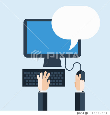 Businessman using Computer with Speech Bubble 15859624