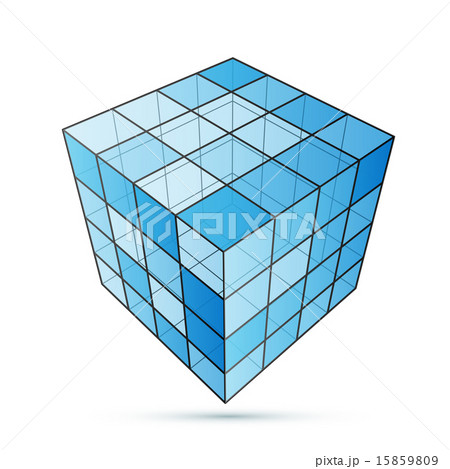 Three D cube blue Three D cube blue 15859809