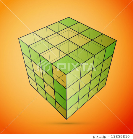 Three D cube green Three D cube green 15859810