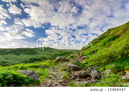 山の雄大な景色の写真素材