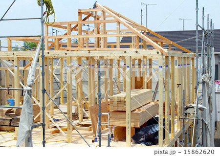 住宅建築工事、骨組み 住宅建築工事、骨組み 15862620