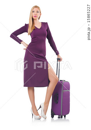 Woman preparing for vacation with suitcase   15865227