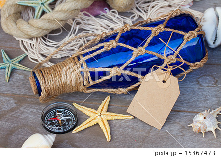 compass on fishing net  15867473
