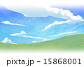 白いグラデーション入り原っぱと雲 15868001