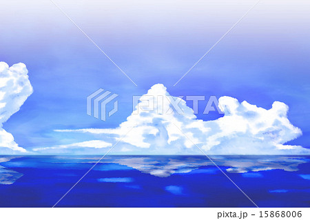 白いグラデーション入り海と空 15868006