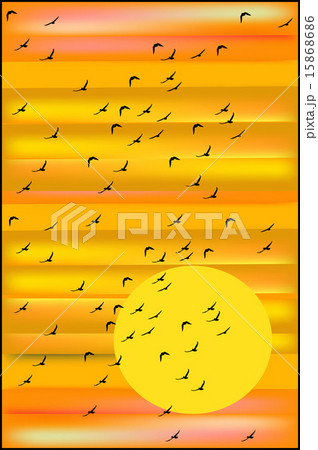 flock of birds against the setting sun 15868686