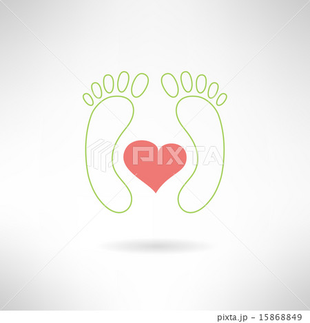 Feet massage sign and logo with heart. Vector 15868849