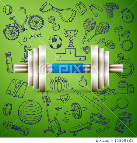 dumbbell and hand draw sport icon dumbbell and hand draw sport icon 15869335