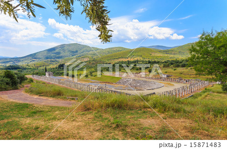 distant view on antique stadium in Ancient Messina distant view on antique stadium in Ancient Messina 15871483