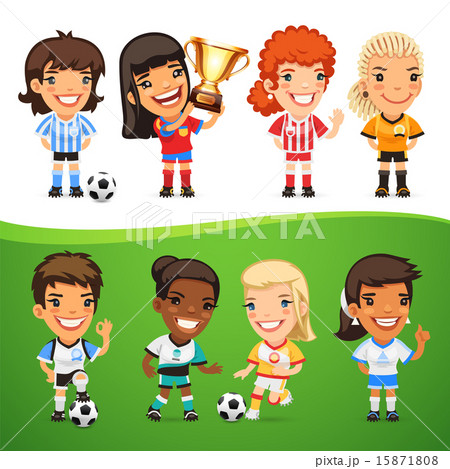 Cartoon Women Soccer Players Set Cartoon Women Soccer Players Set 15871808
