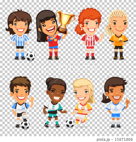 Cartoon Women Soccer Players Set Cartoon Women Soccer Players Set 15871808